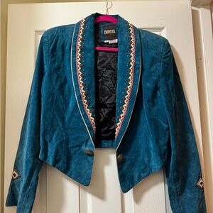 Teal Embroidered Women's Blazer by Together